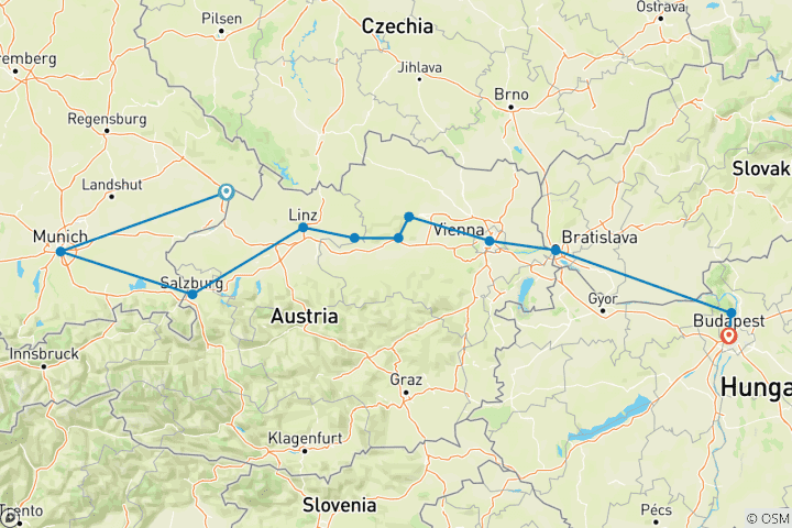 Map of Enchanting Christmas & New Year's (2026) (Passau to Budapest, 2026)