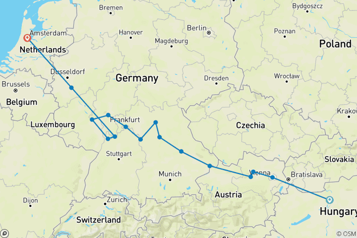 Map of European Jewels (2026) (Budapest to Amsterdam, 2026)