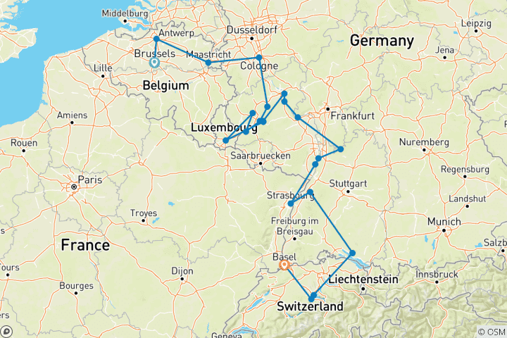 Map of Rhine, Moselle & Belgium Grand Discovery (2026) (Brussels to Basel, 2026)