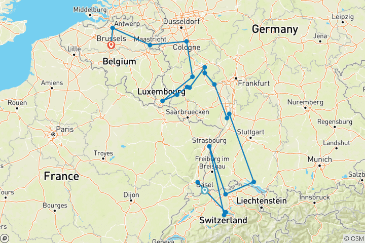 Map of Rhine, Moselle & Belgium Grand Discovery (2026) (Basel to Brussels, 2026)