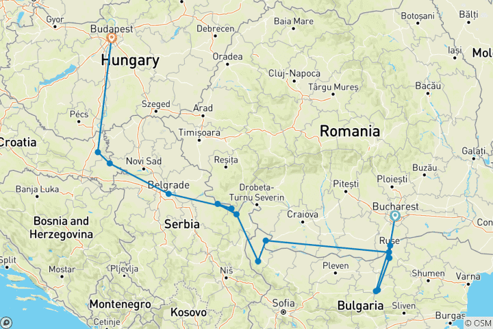 Map of Highlights of Eastern Europe (2026) (Bucharest to Budapest, 2026)