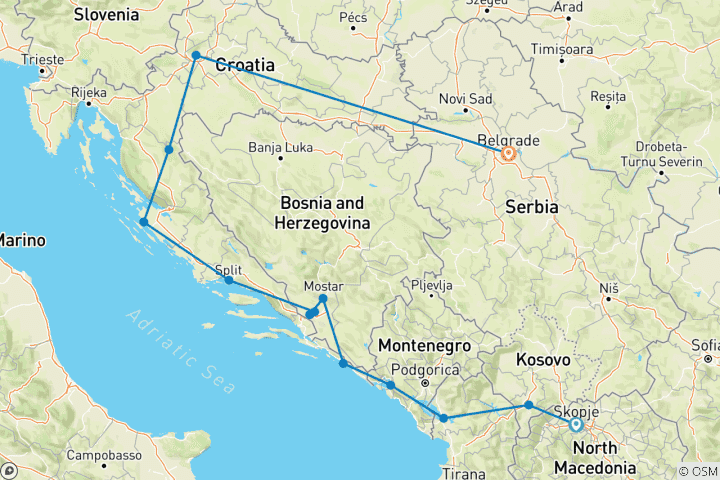 Map of PRIVATE - Dalmatian Adventure Included 4 More Capitals