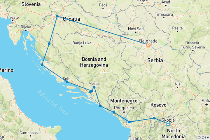 Mapa de Privado - Aventura Dálmata Incluidas 4 Capitales Más