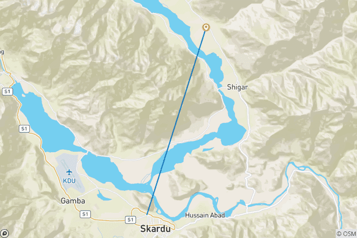 Carte du circuit 3 jours dans la vallée de Skardu