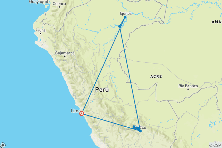 Map of Peruvian Amazon & Machu Picchu Exploration (2026) (Lima to Lima, 2026)