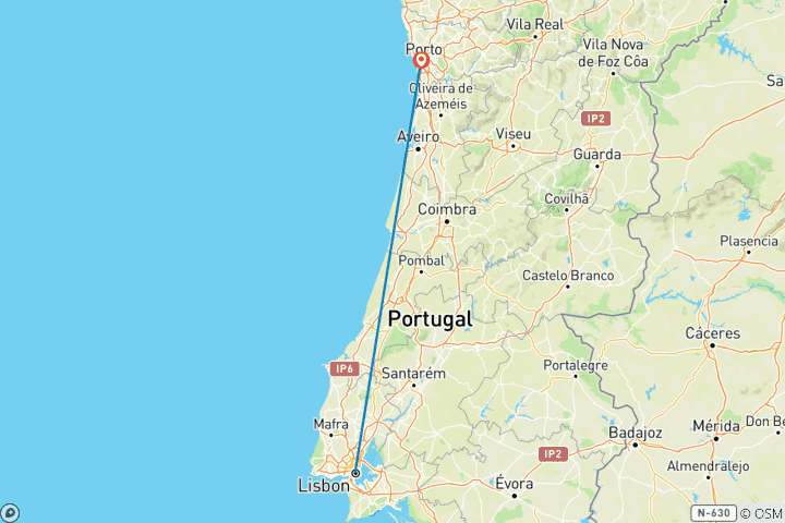 Map of Best of Portugal from Lisbon to Porto Small Group Tour