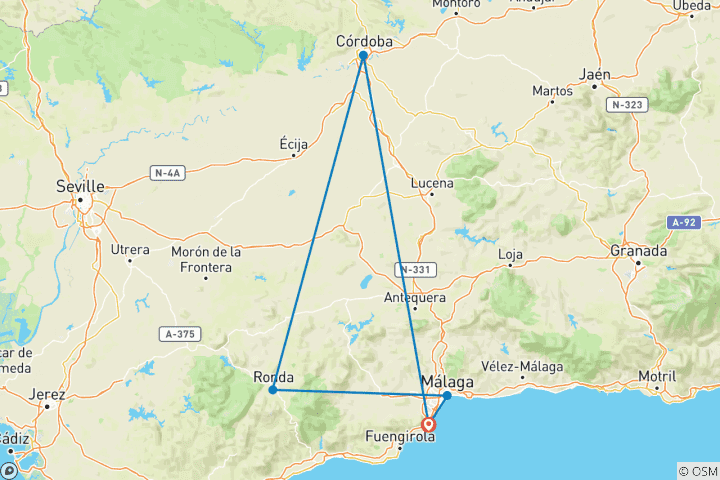 Map of Gay Spain Vacation: New Year’s Eve in Torremolinos and Andalucia