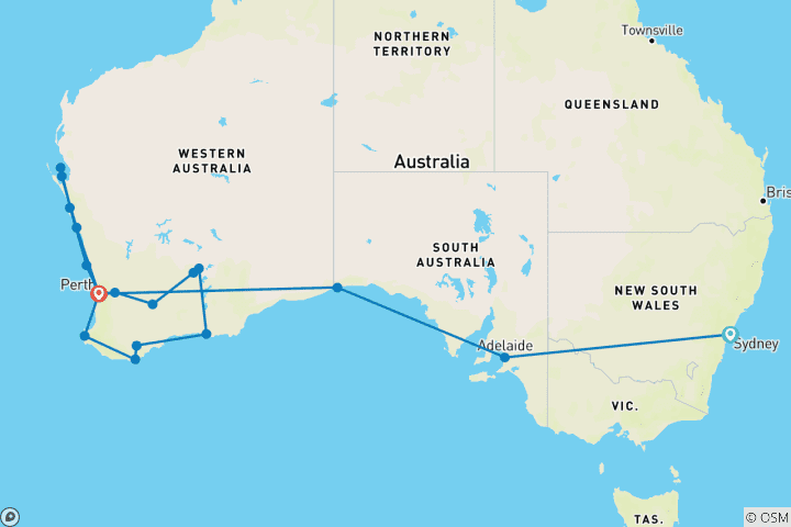 Map of Rail Across the Nullarbor and Beyond Sydney to Perth (2025)