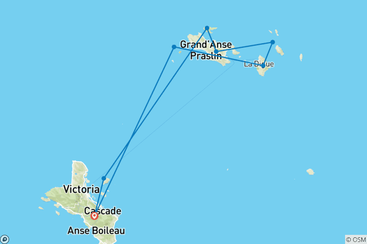 Carte du circuit Flottille en catamaran : Pâques 2025 aux Seychelles