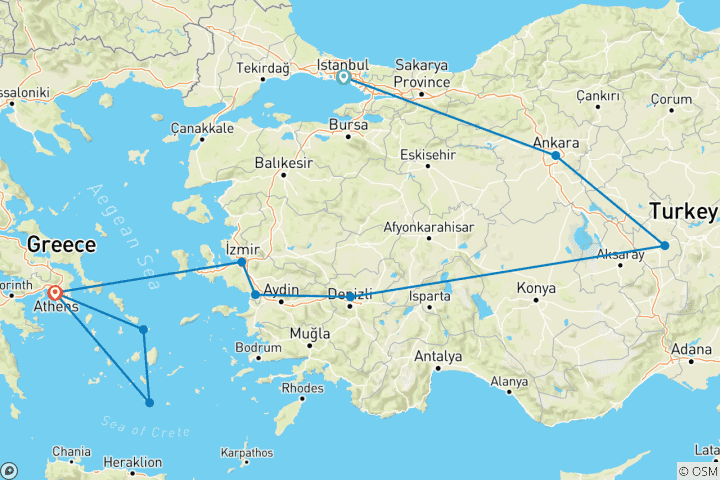 Map of Türkiye with Greek Islands