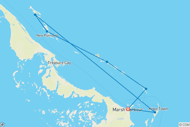 Carte du circuit Flottille de voile en catamaran : Avril et mai 2025 aux Bahamas Îles Abaco