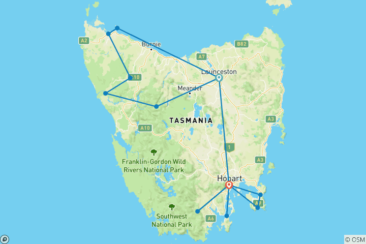 Map of Best of Tasmania (including Smithton)