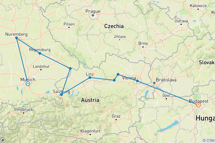 Map of Danube Discovery Munich → Budapest (2026)