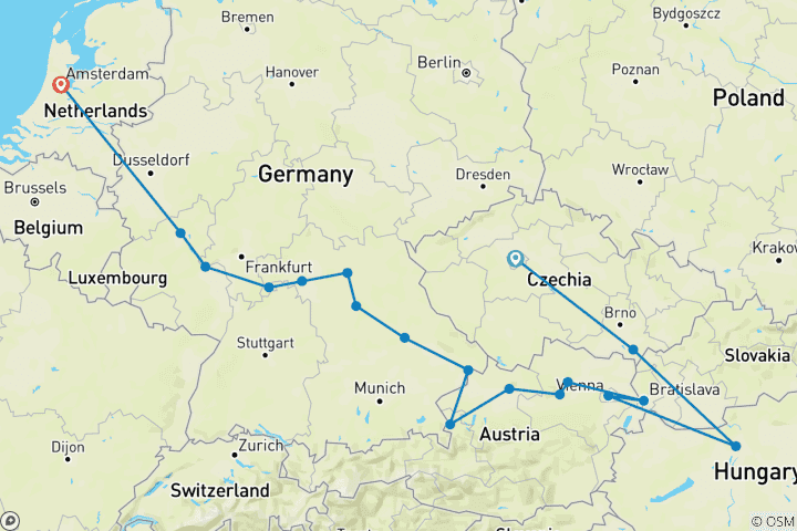 Map of Magnificent Europe with Prague Prague → Amsterdam (2026)