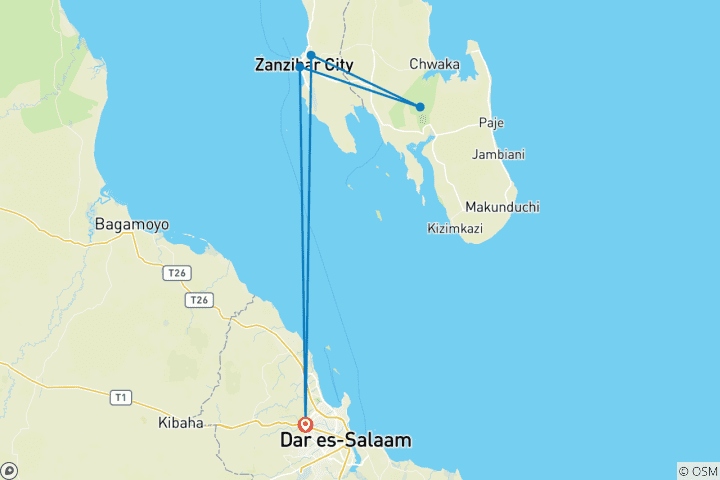 Map of 4 DAYS ZANZIBAR TOUR