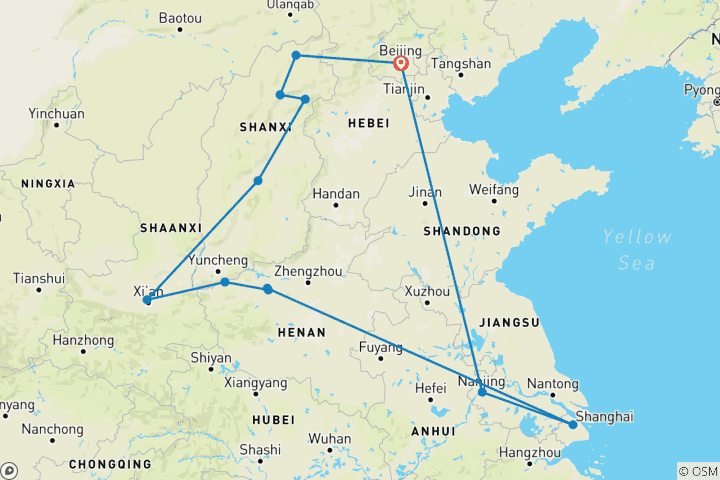 Map of Millenary China (12 destinations)