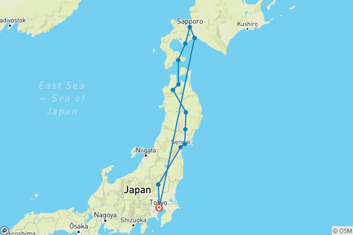 Carte du circuit Nord du Japon