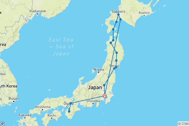 Map of Traditional Japan and north of Japan