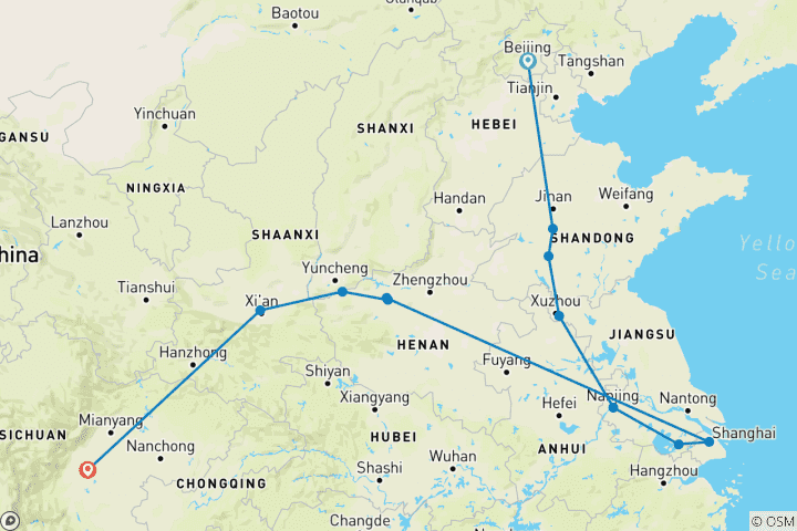 Map of Traditional China and Chengdu (12 destinations)