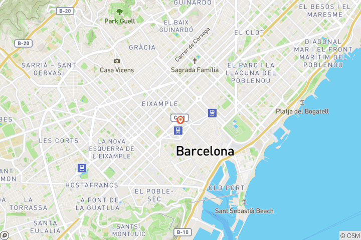 Carte du circuit 5 jours à Barcelone, y compris Gérone et la Costa Brava