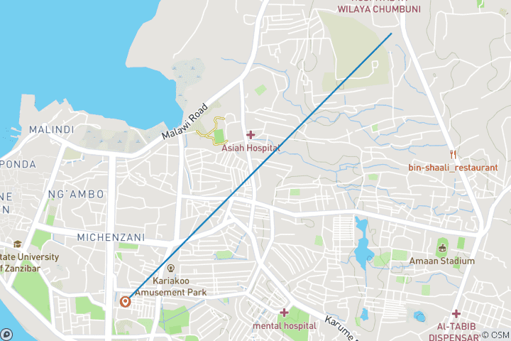 Map of 6-Day Zanzibar Beach Vibes