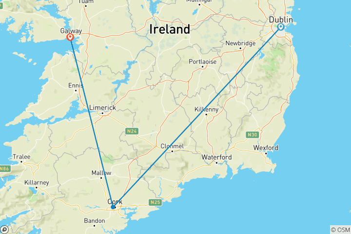 Map of Essence of Ireland Small Group Tour