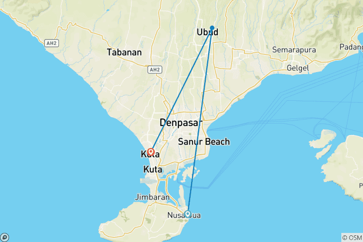 Map of 11 Days Dream Honeymoon of Bali (private guide & driver）
