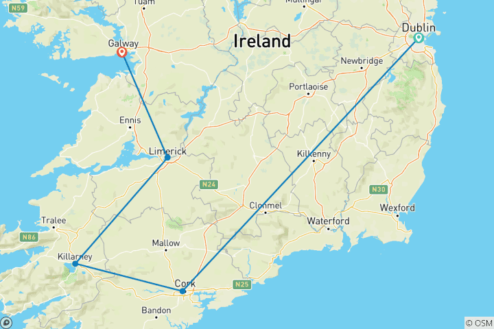 Map of Definitive Ireland Private Tour