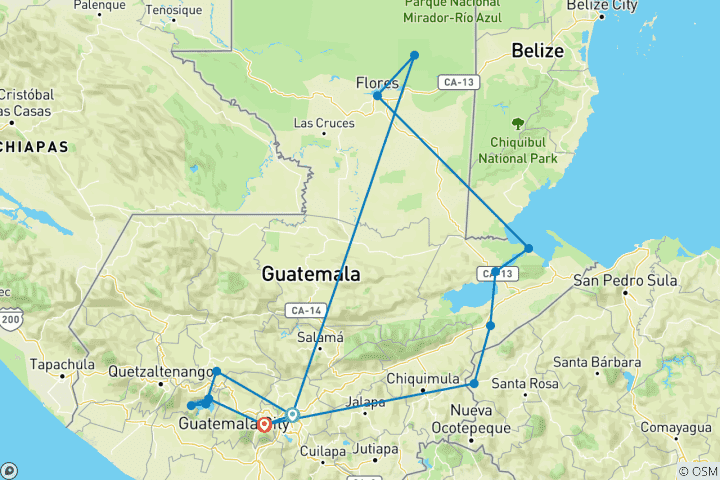 Map of Guatemala different  & Copan in 9 days