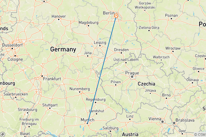 Mapa de 8 días en Múnich y Berlín