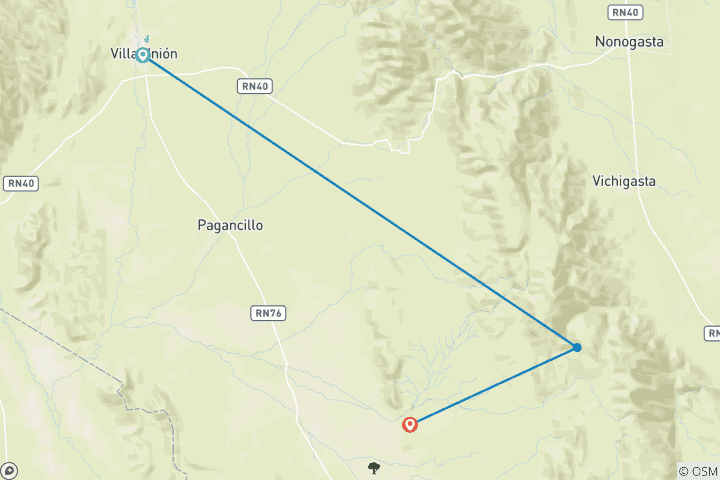 Map of 4-Days in the Argentine West: Ischigualasto National Park and Valley of the Moon