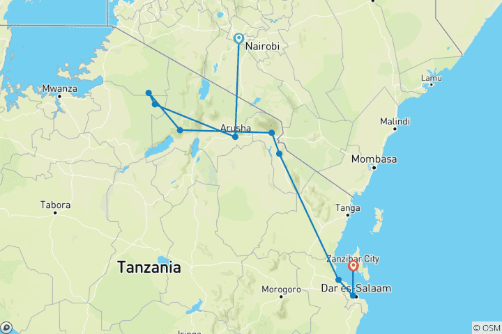 Map of Tanzania Family Overland