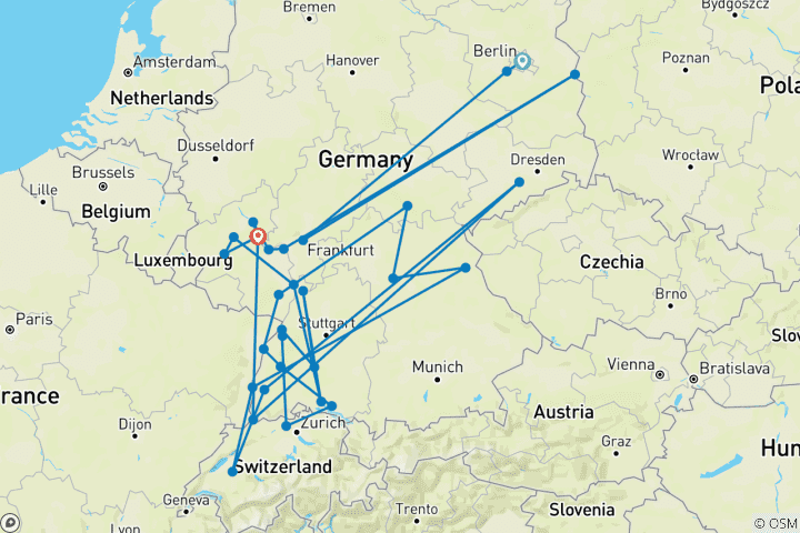 Mapa de Berlín y el Majestuoso Rin 2027 - 11 Días