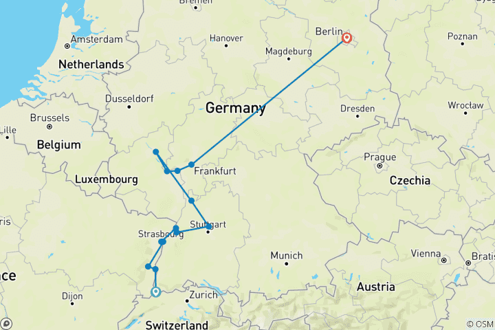 Map of The Majestic Rhine & Berlin 2026 - 11 Days (from Basel to Berlin)