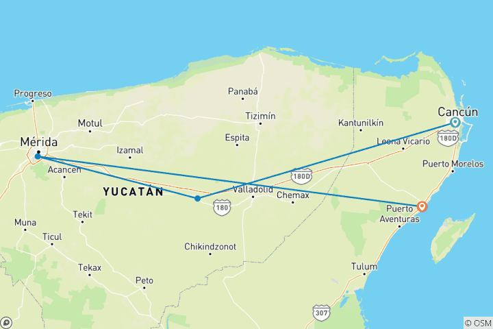 Map of Mexico Yucatan Loop