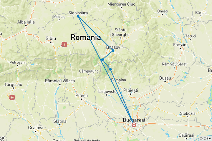 Map of Private Halloween Tour in Transylvania -2 Halloween parties -Bran castle & Medieval Sighisoara