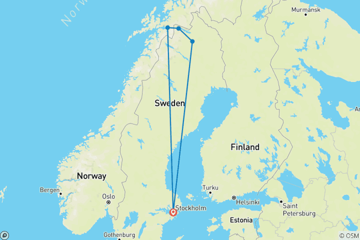 Map of Christmas Adventure to Swedish Lapland, Björkliden