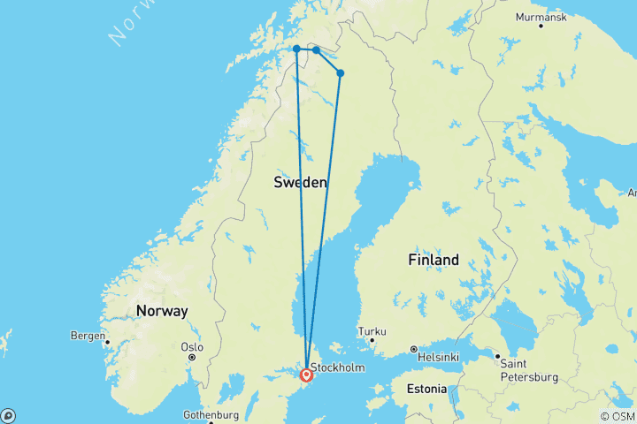 Map of New Year Adventure to Swedish Lapland, Björkliden