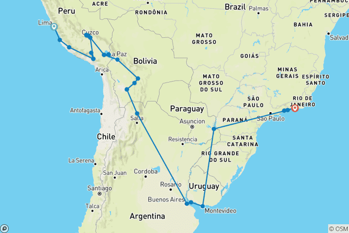 Map of Best of South America (31 destinations)