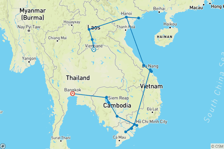 Map of Indochina Discovery (Partially Guided) - 23 days