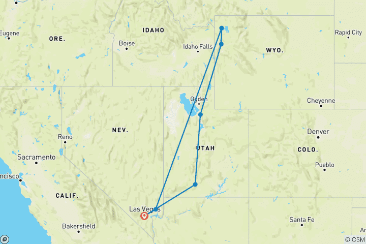 Map of Yellowstone Camping Adventure - 7 days