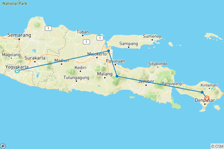 Map of 13 Amazing Java & Bali Honeymoon (private guide & driver）