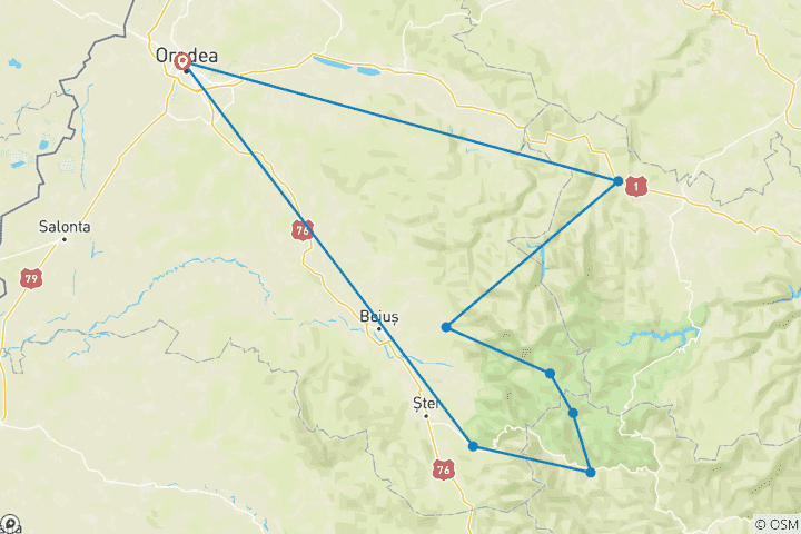 Carte du circuit Randonnée dans les Apuseni