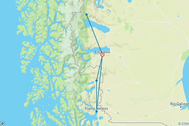 Map of Fixed Guided Group Tour: Patagonia Essentials