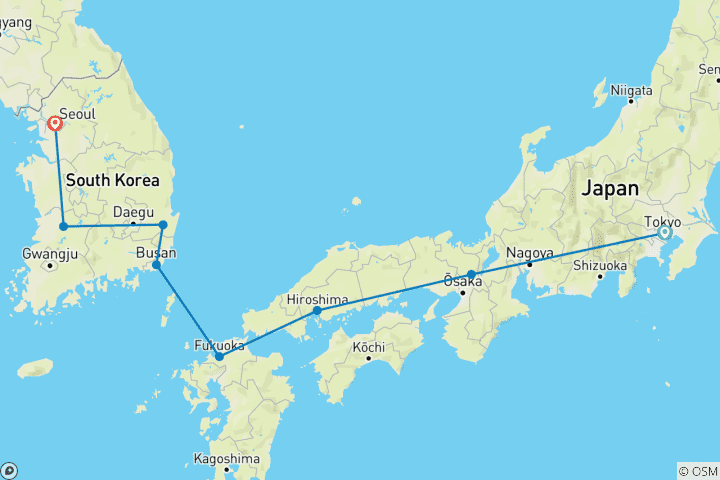 Map of Japan meets South Korea: Train Ride to Hanok & Harajuku