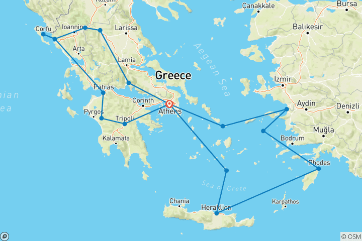 Map of The Beautiful Aegean, Peloponnese and Northern Greece Int