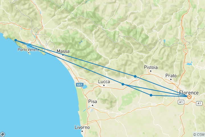 Kaart van Juweeltjes van Toscane vanuit Montecatini Terme: Tour met begeleiding - BEPERKTE EDITIE