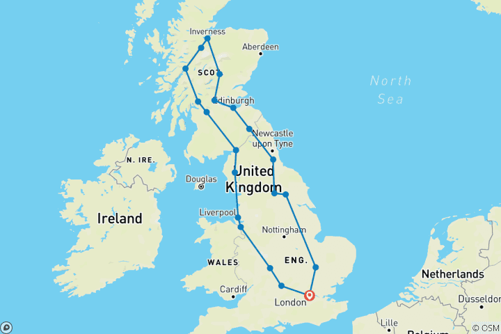 Map of TALES OF TWO KINGDOMS: SCOTLAND AND ENGLAND UNCOVERED IN 11 DAYS