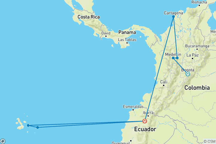 Map of Colombia & Galapagos Experience