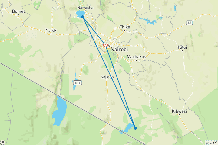 Map of 4 Day Naivasha & Amboseli Grp Joining -Fixed Departure Dates